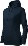 Felpa donna con cappuccio senza zip, blu scuro