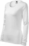 T-shirt aderente da donna con maniche lunghe, bianco