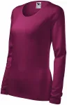 T-shirt aderente da donna con maniche lunghe, fucsia