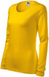 T-shirt aderente da donna con maniche lunghe, giallo