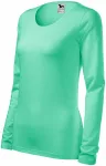 T-shirt aderente da donna con maniche lunghe, menta