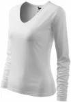 T-shirt aderente da donna, scollo a V, bianco