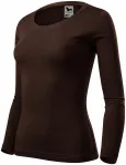 T-shirt da donna a maniche lunghe, caffè T-shirt da donna a maniche lunghe, caffè