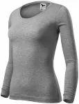 T-shirt da donna a maniche lunghe, marmo grigio scuro