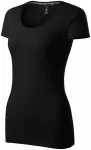 T-shirt da donna con cuciture decorative, nero T-shirt da donna con cuciture decorative, nero