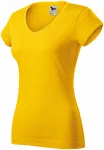T-shirt donna slim fit con scollo a V, giallo