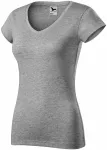 T-shirt donna slim fit con scollo a V, marmo grigio scuro