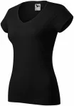 T-shirt donna slim fit con scollo a V, nero